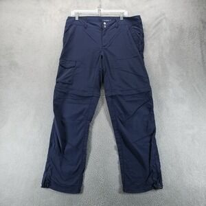 Columbia Pants Womens 14 Navy Omni Shade Convertible Hiking‎ Cargo Nylon Outdoor